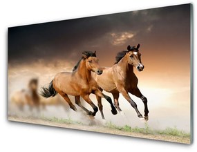 Modern üvegkép lovak Állatok 140x70 cm
