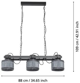 Eglo 43447 - Csillár láncon TURROCK 3xE27/28W/230V