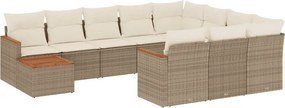 vidaXL 11 részes bézs polyrattan kerti ülőgarnitúra párnákkal