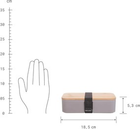 SNACK PACK uzsonnás doboz bambusz fedéllel, szürke 18,5 x 10,5cm