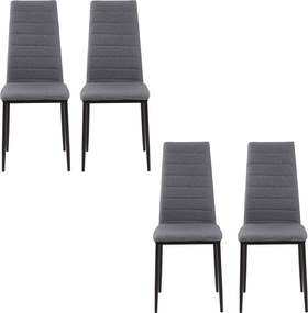 HOMCOM 4 db Linoszövet Kárpitozott Étkezőszék Modern Konyhai Szék Magas Háttámlával és Fém Lábakkal 120 kg Teherbírással 41x50x97 cm Szürke | Aosom