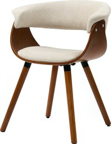 HOMCOM Étkezőszék Háttámlával, Vászon Hatású, Kárpitozott Karfás Szék Fa Lábbal Étkezőasztalhoz, Bézs | Aosom