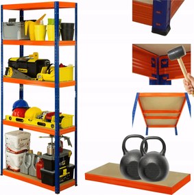 Tárolószekrény fém állvány Helios 213x75x30cm 5Px275kg Tömör