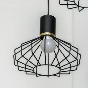 SOLANO kábeles csillár 3xE27/15W/230V fekete/arany