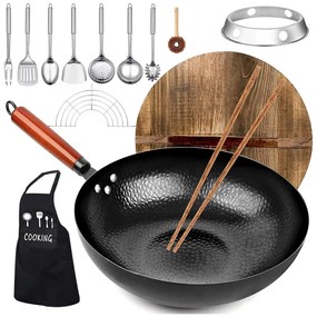 Wok serpenyő konyhai kiegészítőkkel