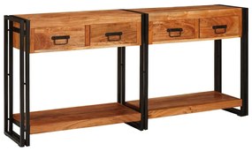 Konzolasztalok 2 pcs Barna 160 x 33 x 75 cm Tömör Akáciafa