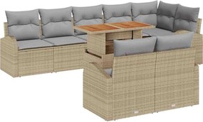 vidaXL Kerti Kanapé Szett tárolóval 9 pcs Bézs Poli rattan