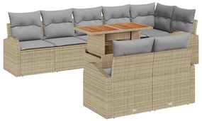 vidaXL Kerti Kanapé Szett tárolóval 9 pcs Bézs Poli rattan