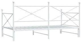 Daybed with Trundle without Mattress White 100x200 cm acél