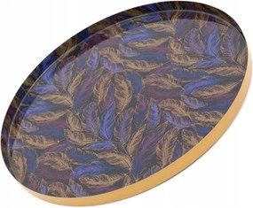 Levélmintás Fém Tálca 36x36x2cm Dekoratív