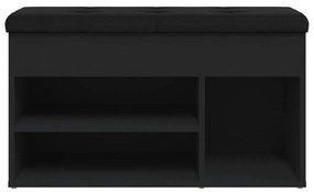 fekete szerelt fa cipőtároló pad 82 x 32 x 45,5 cm