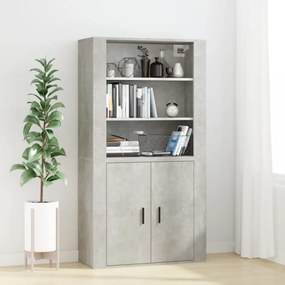 betonszürke szerelt fa faliszekrény 80 x 313 x 80 cm