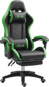 Vinsetto Ergonomikus PU Bőrből és Acélból Készült Játékosszék Fejtámlával és Állítható Magassággal, Dőlt Háttámlával és Derékpárnával, 65x65x121-129 c