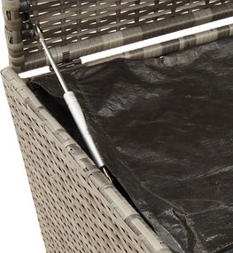 vidaXL szürke polyrattan kerti tárolóláda kerekekkel 190 L