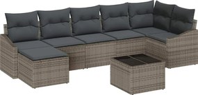 vidaXL Kanapé Szett párnával 8 pcs Szürke polirattan