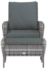szürke polyrattan kerti szék lábtartóval