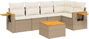 vidaXL 6 részes bézs polyrattan kerti ülőgarnitúra párnával