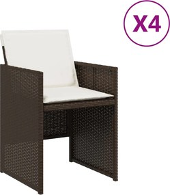 vidaXL 4 db barna polyrattan kerti szék párnával