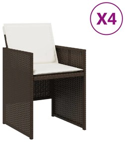 vidaXL 4 db barna polyrattan kerti szék párnával