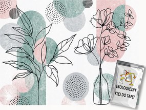 Fotótapéta Flizelina Grafika Geometria Line Art Növények Virágok 250x175 ragasztó