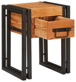 Kisasztal Barna és fekete 30 x 30 x 40 cm Tömör akácfa és Fém