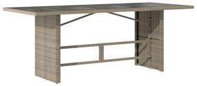 szürke polyrattan üveglapos kerti asztal 190x80x74 cm