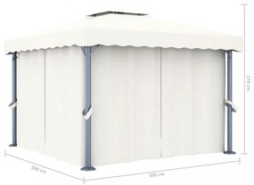 krémfehér alumíniumpavilon függönnyel 3 x 3 m