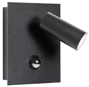 Kültéri fali lámpa fekete, beépített LED-del, IP54 mozgásérzékelővel - Simon