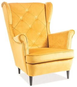 Lady Velvet fotel, sárga / fekete
