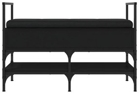 fekete szerelt fa cipőtároló pad 85,5 x 42 x 57,5 cm