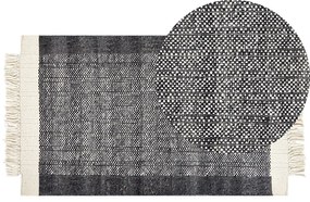 Fekete és törtfehér gyapjúszőnyeg 80 x 150 cm ATLANTI Beliani