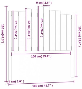 szürke tömör fenyőfa ágyfejtámla 106x4x110 cm