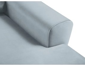 Világoskék bársony kinyitható tárolóhelyes sarokkanapé (jobb oldali-heverő résszel) Kyoto – Cosmopolitan Design