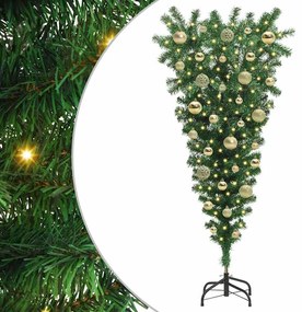 Felfordított Műfenyő Előre Bekapcsolt Karácsonyi Fenyő Gömbökkel Szett