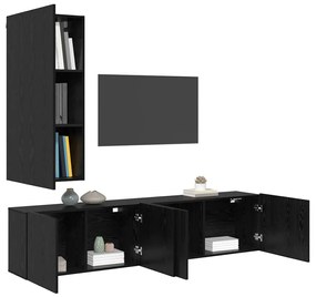 TV falit kabinet szett 5 pcs Musta tammi Faanyag