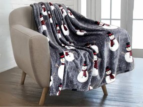 Sötétben világító karácsonyi mikroplüss pléd SNOW BUDDY, szürke Méret: 150 x 200 cm