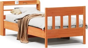 vidaXL viaszbarna tömör fenyőfa ágy matrac nélkül 75 x 190 cm