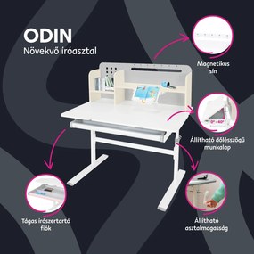 Növekvő íróasztal, szürke/fehér, ODIN
