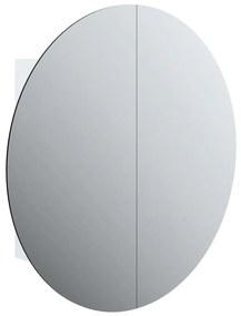 fehér fürdőszobai szekrény kerek tükörrel/LED-del 54x54x17,5 cm