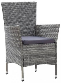 9 részes szürke polyrattan kültéri étkezőgarnitúra párnákkal