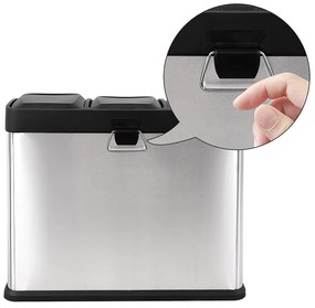 Szelektív szemeteskuka 3x15L, ezüst