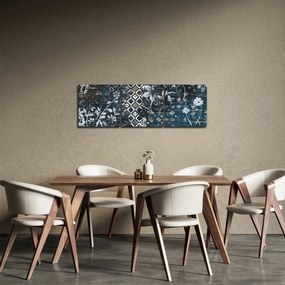 Kép virágos dekorációval (órával) (90x30 cm)