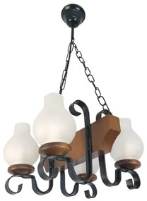 Brilagi - Csillár láncon QUEEN 4xE14/40W/230V bükkfa/dió