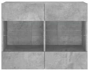 betonszürke falra szerelhető TV-szekrény LED-del 78,5x30x60,5cm