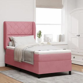 Boxspring Ágy Matrac Nappaliban Rózsaszín, 90x190 cm, Bársonyos