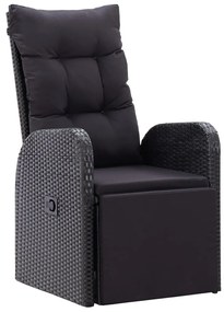 3 részes kerti étkező szett párnákkal fekete poly rattan