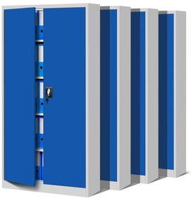4x készlet fém iratszekrény JAN, 900 x 1850 x 400 mm, szürke-kék