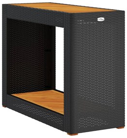 fekete polyrattan falapos kerti asztal 100x40x75 cm