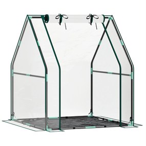 Outsunny Kicsi Üvegház Kültéri Üvegház Cipzáros Ajtóval, Vízálló PE Szövet Alappal és Acél Vázszerkezettel, Növények és Virágok Növesztésére 90x90x105