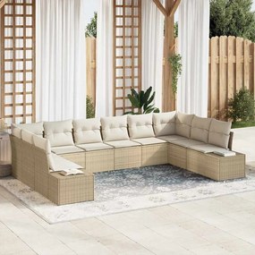 Kerti Kanapé Szett 10 pcs bézs és krémszínű 344 x 209 x 85 cm